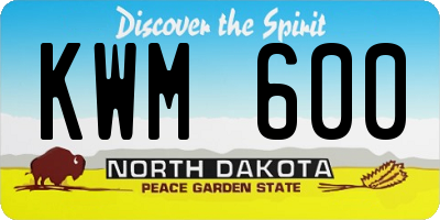 ND license plate KWM600