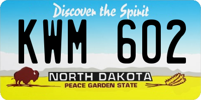 ND license plate KWM602