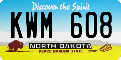 ND license plate KWM608