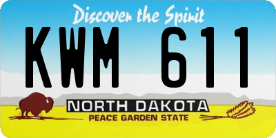 ND license plate KWM611