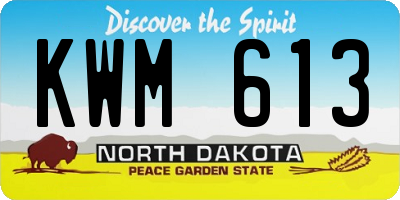 ND license plate KWM613