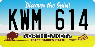ND license plate KWM614