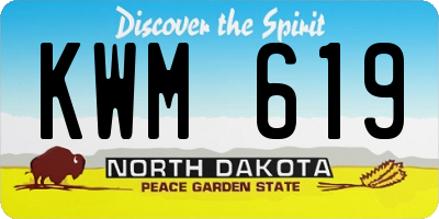 ND license plate KWM619