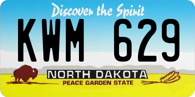 ND license plate KWM629