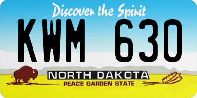 ND license plate KWM630
