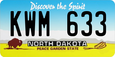 ND license plate KWM633