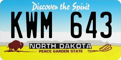 ND license plate KWM643