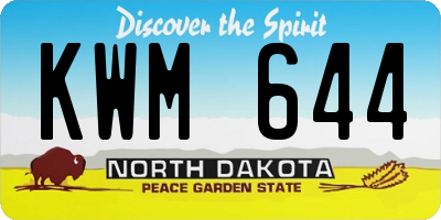 ND license plate KWM644