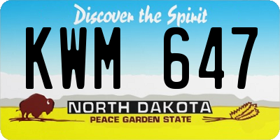 ND license plate KWM647