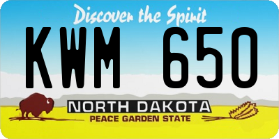 ND license plate KWM650