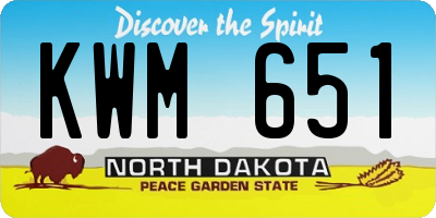 ND license plate KWM651