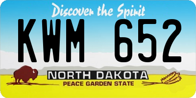 ND license plate KWM652