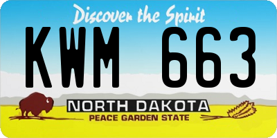 ND license plate KWM663
