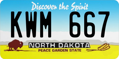 ND license plate KWM667
