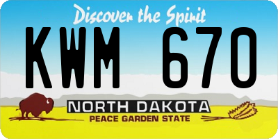 ND license plate KWM670