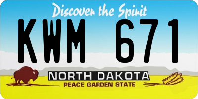 ND license plate KWM671