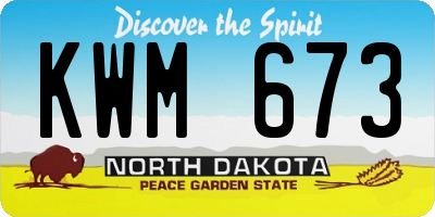 ND license plate KWM673