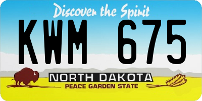 ND license plate KWM675