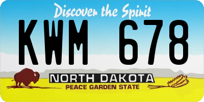 ND license plate KWM678
