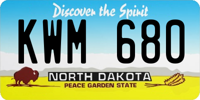 ND license plate KWM680