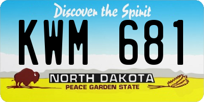 ND license plate KWM681