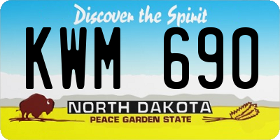 ND license plate KWM690