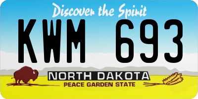 ND license plate KWM693