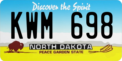 ND license plate KWM698