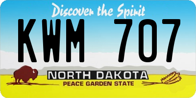 ND license plate KWM707