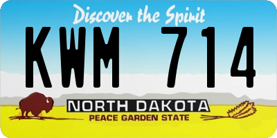 ND license plate KWM714