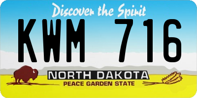 ND license plate KWM716