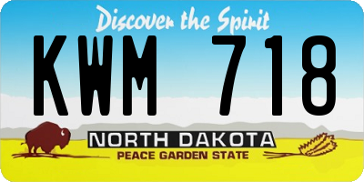 ND license plate KWM718