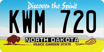 ND license plate KWM720