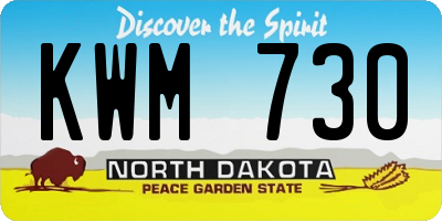 ND license plate KWM730