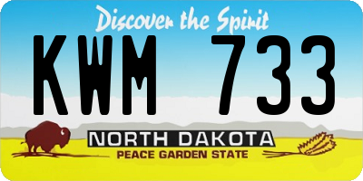 ND license plate KWM733