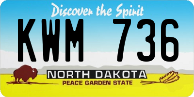 ND license plate KWM736