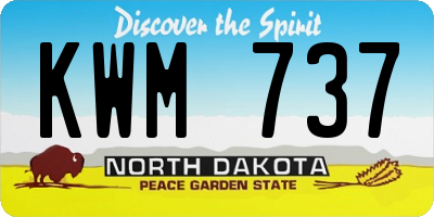 ND license plate KWM737
