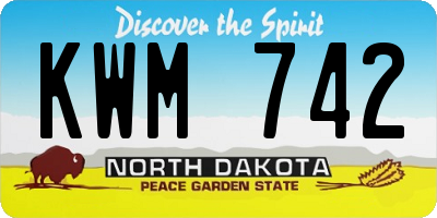 ND license plate KWM742