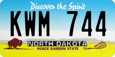 ND license plate KWM744