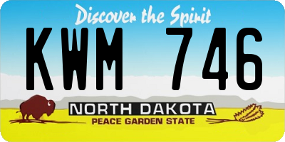 ND license plate KWM746