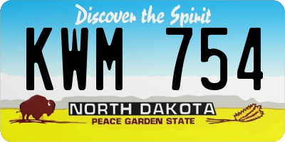 ND license plate KWM754