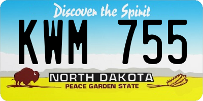 ND license plate KWM755