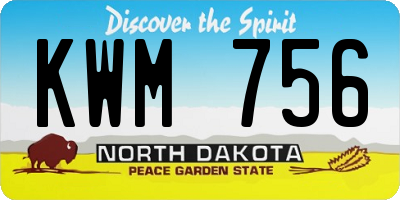 ND license plate KWM756