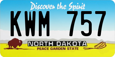 ND license plate KWM757
