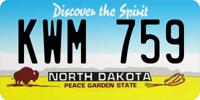 ND license plate KWM759