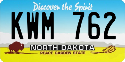 ND license plate KWM762