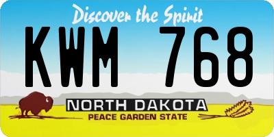 ND license plate KWM768