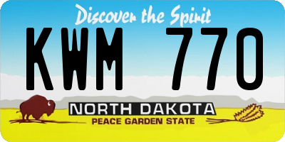 ND license plate KWM770