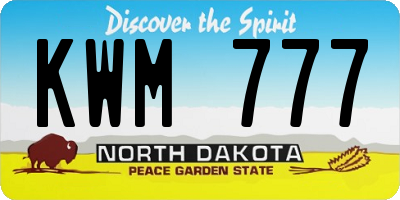 ND license plate KWM777