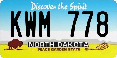 ND license plate KWM778